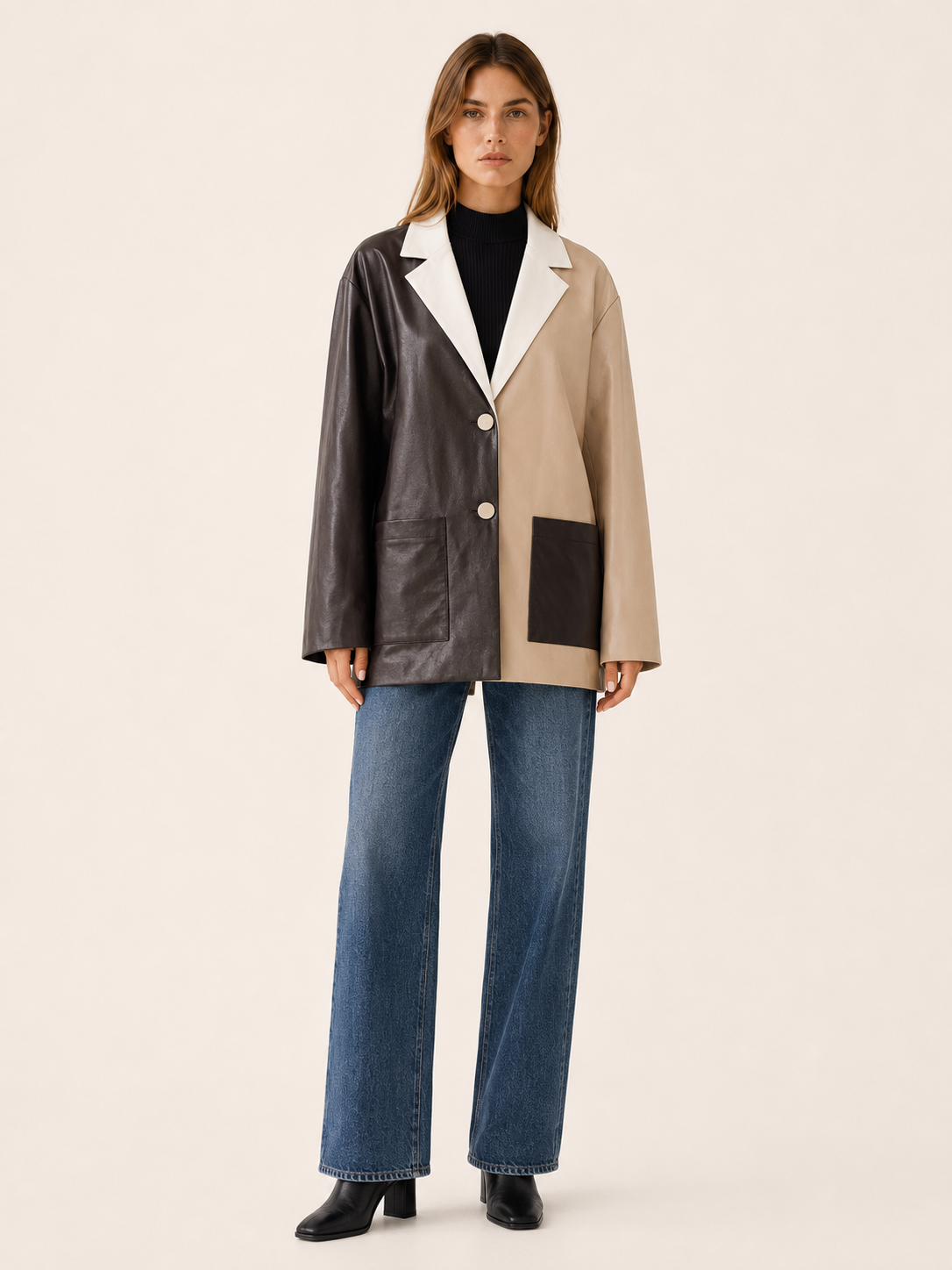 Solange | Oversized Blazer with Colour-Block Design and Longline Fit