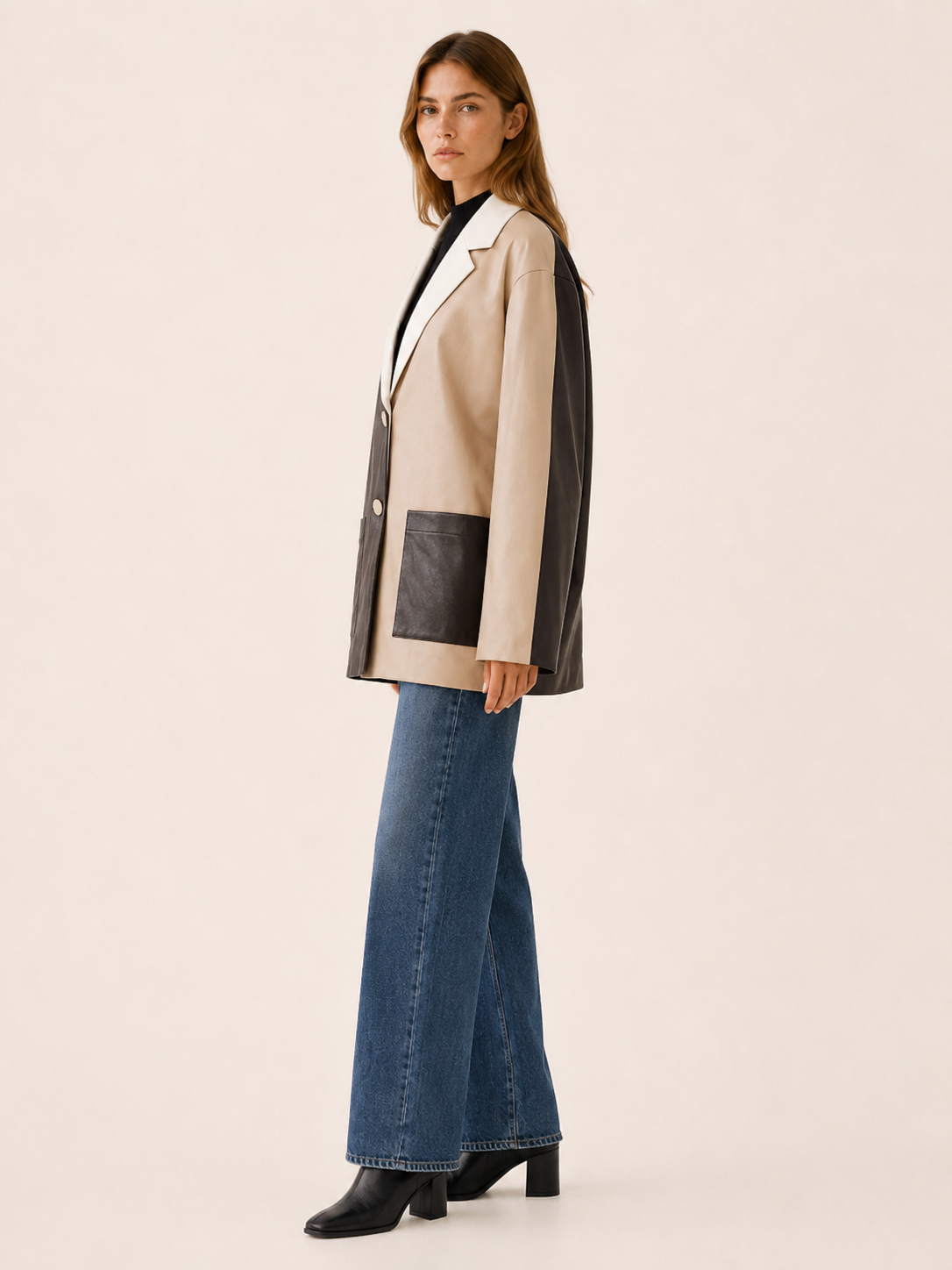 Solange | Oversized Blazer with Colour-Block Design and Longline Fit