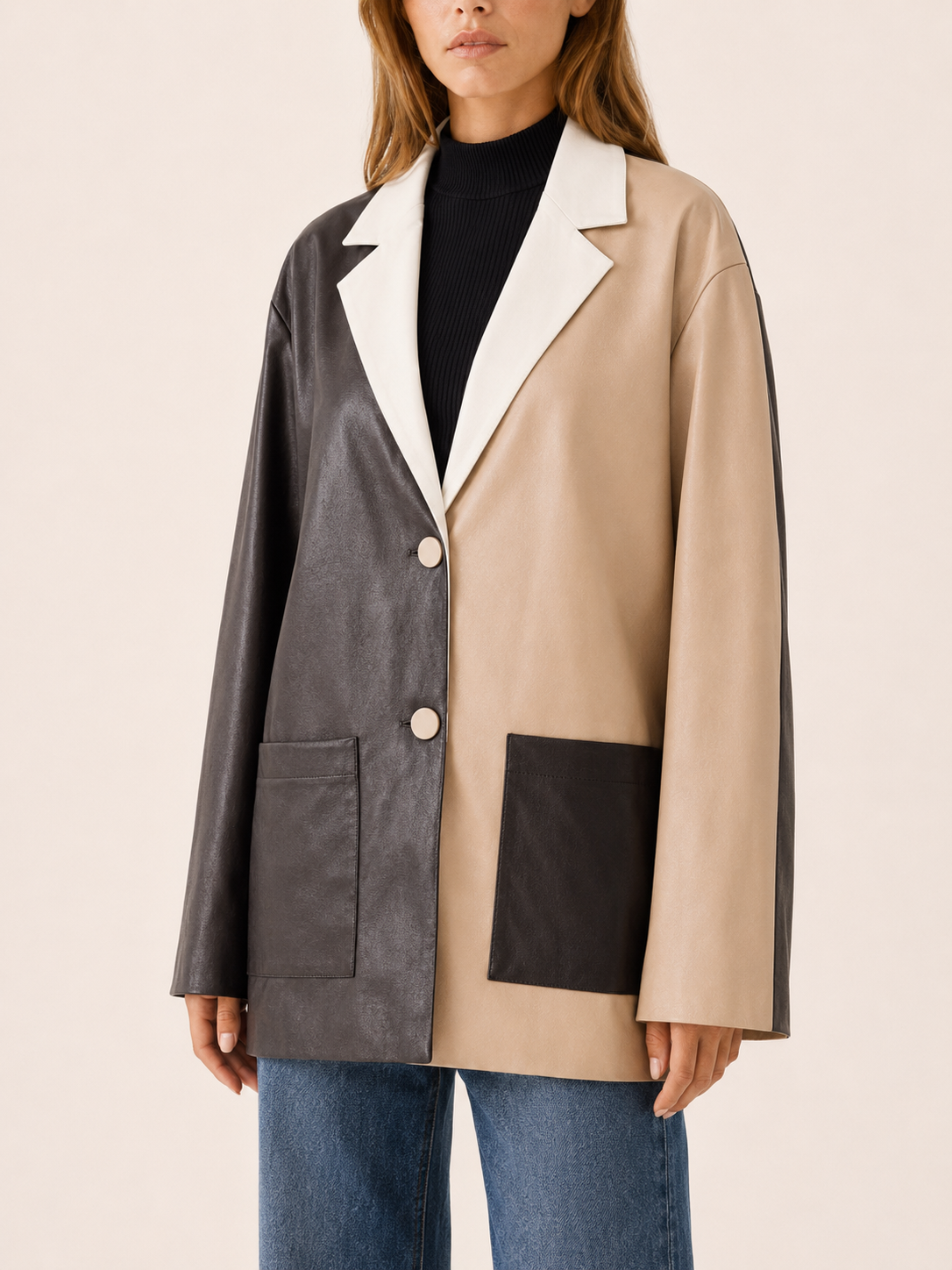 Solange | Oversized Blazer with Colour-Block Design and Longline Fit