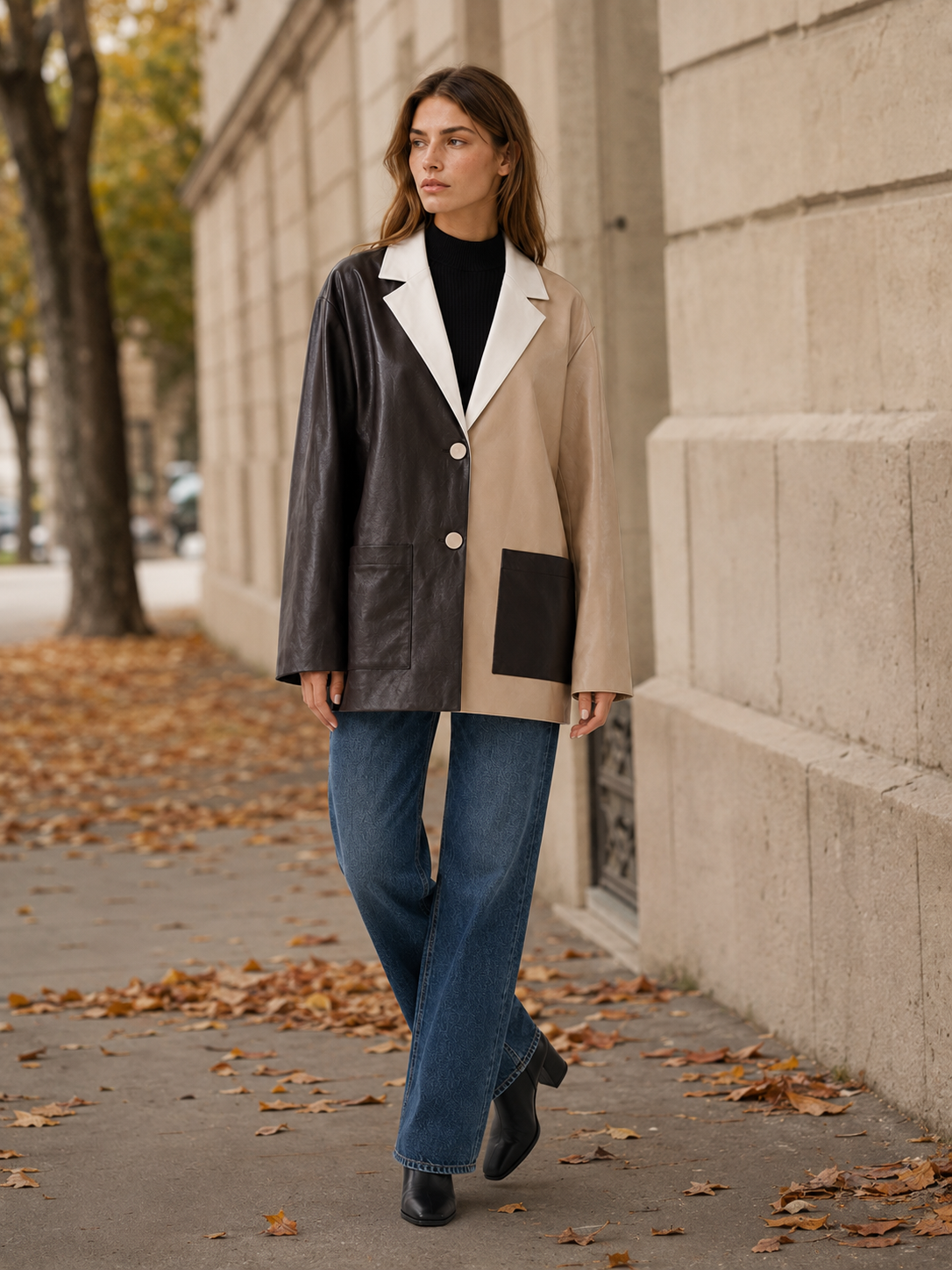 Solange | Oversized Blazer with Colour-Block Design and Longline Fit
