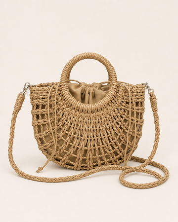 Solene | Straw Beach Bag with Round Handle Detail
