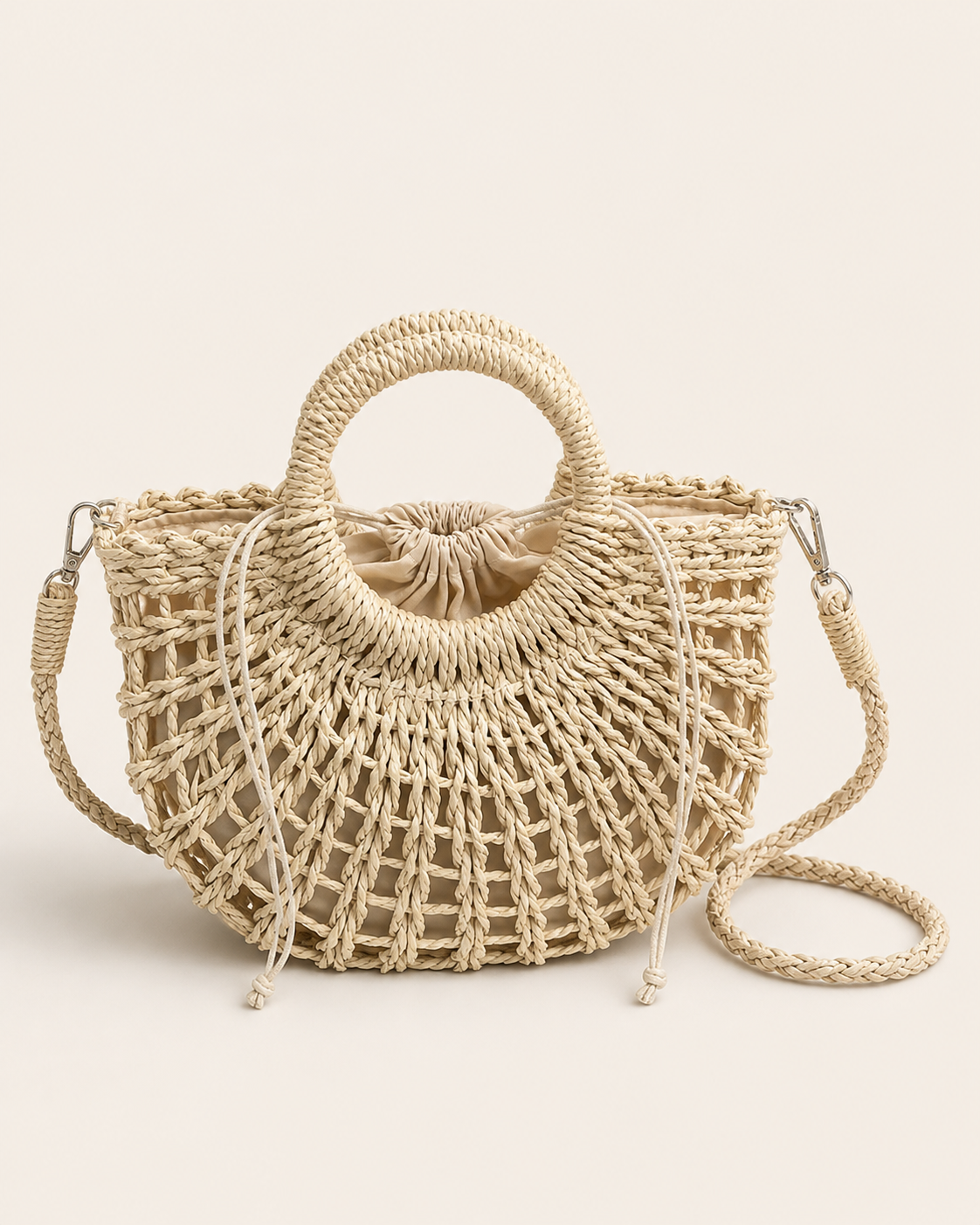 Solene | Straw Beach Bag with Round Handle Detail