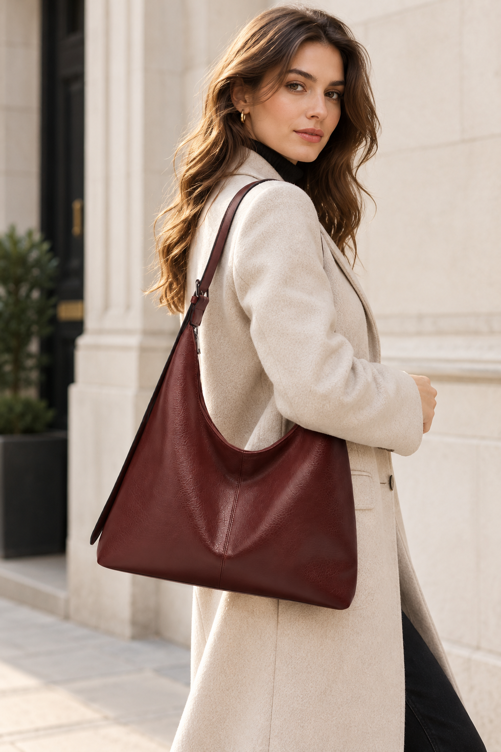 Summer | Women's Slouchy Faux Leather Hobo Bag Fall