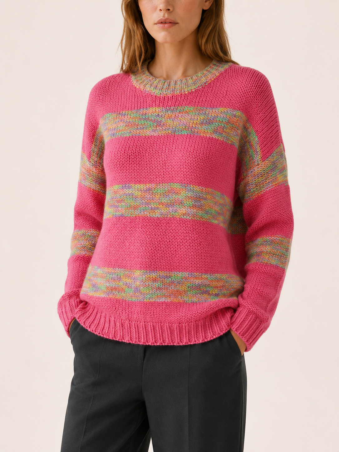 Sybella | Striped Sweater with Round Neck and Relaxed Fit