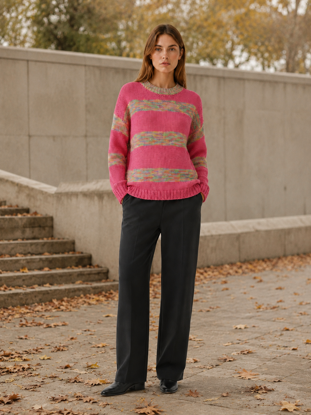 Sybella | Striped Sweater with Round Neck and Relaxed Fit