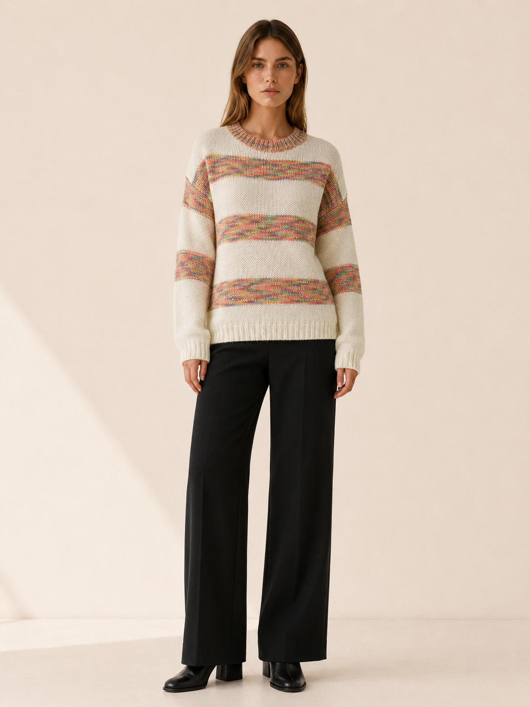 Sybella | Striped Sweater with Round Neck and Relaxed Fit