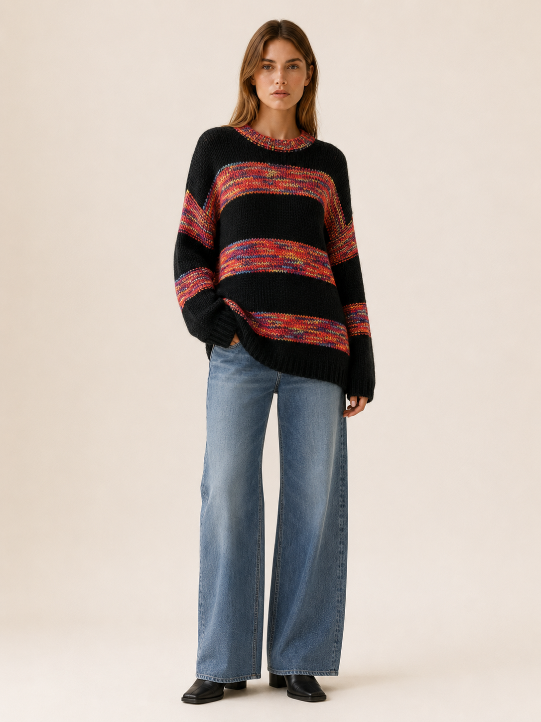 Sybella | Striped Sweater with Round Neck and Relaxed Fit