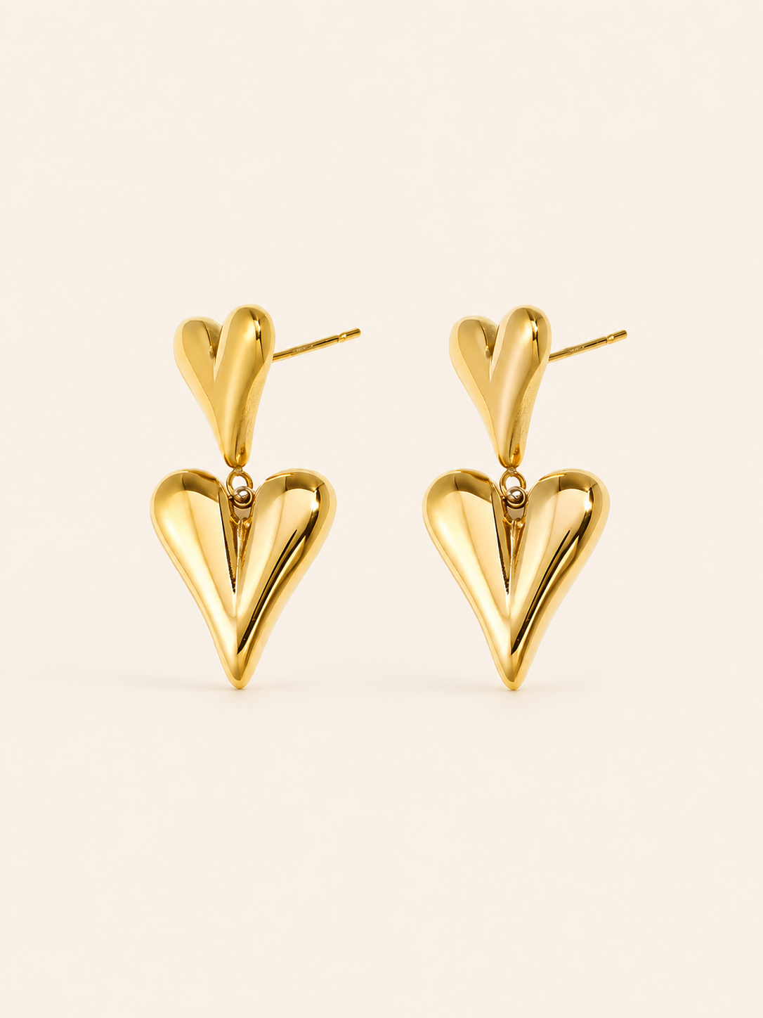 Sylvie | Heart Drop Earrings with Polished Finish