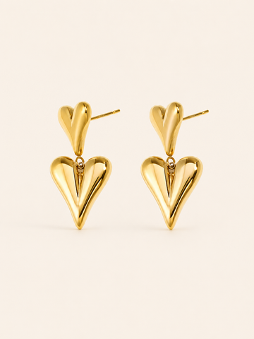 Sylvie | Heart Drop Earrings with Polished Finish