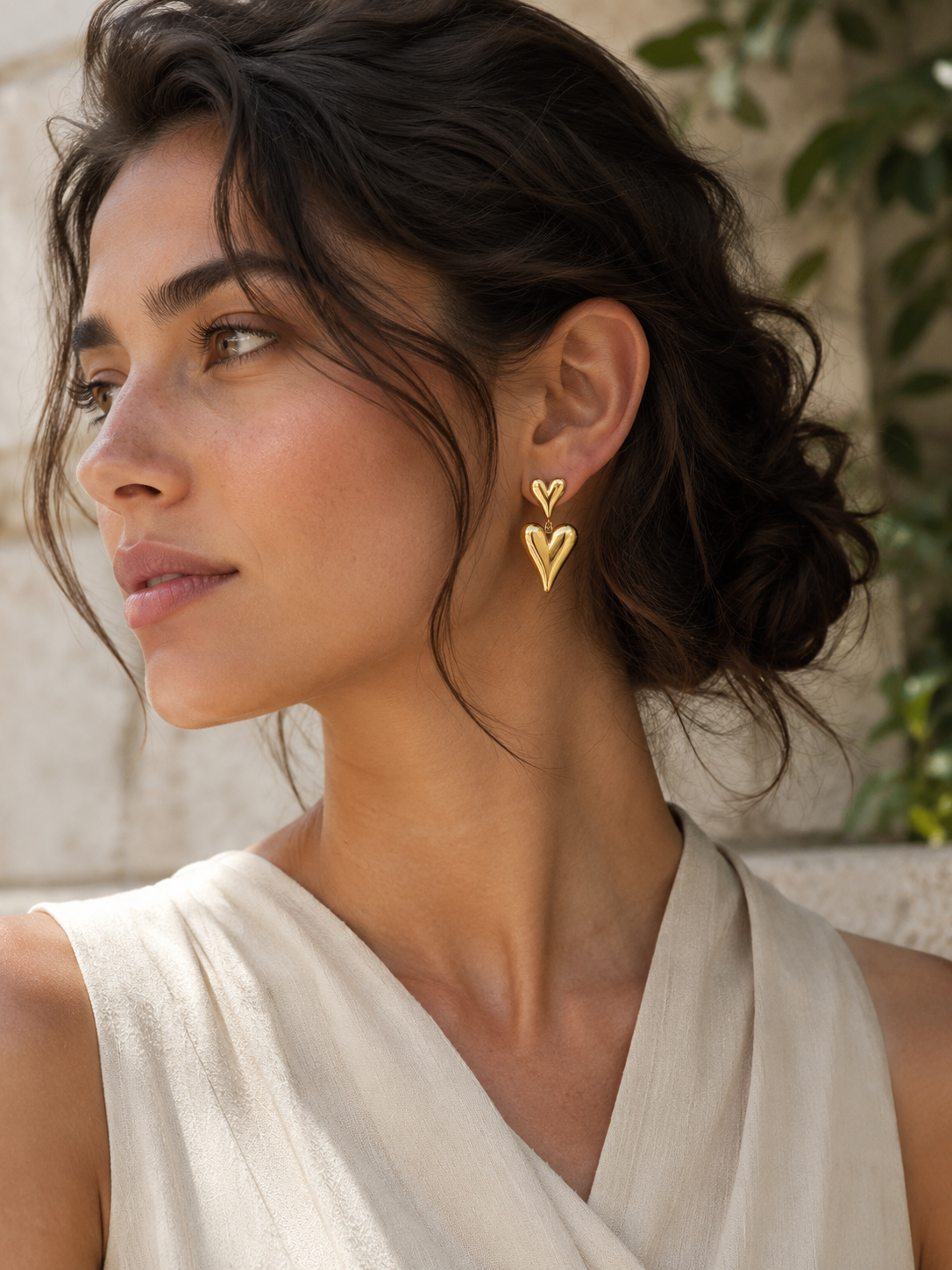 Sylvie | Heart Drop Earrings with Polished Finish