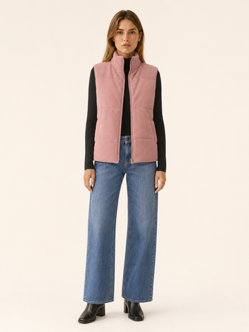 Talia | Women's Puffer Vest with Stand Collar and Zip Front