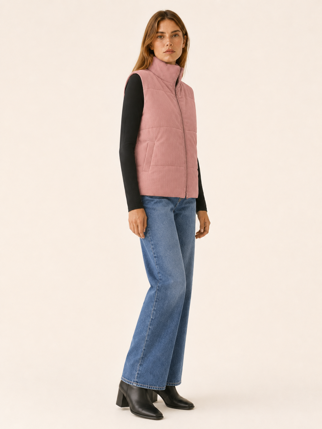 Talia | Women's Puffer Vest with Stand Collar and Zip Front