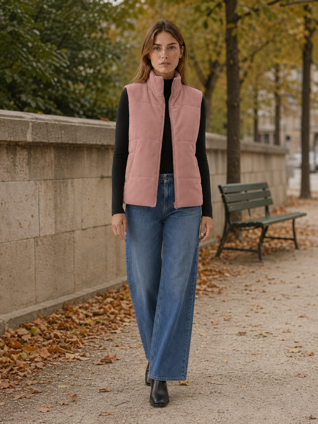 Talia | Women's Puffer Vest with Stand Collar and Zip Front