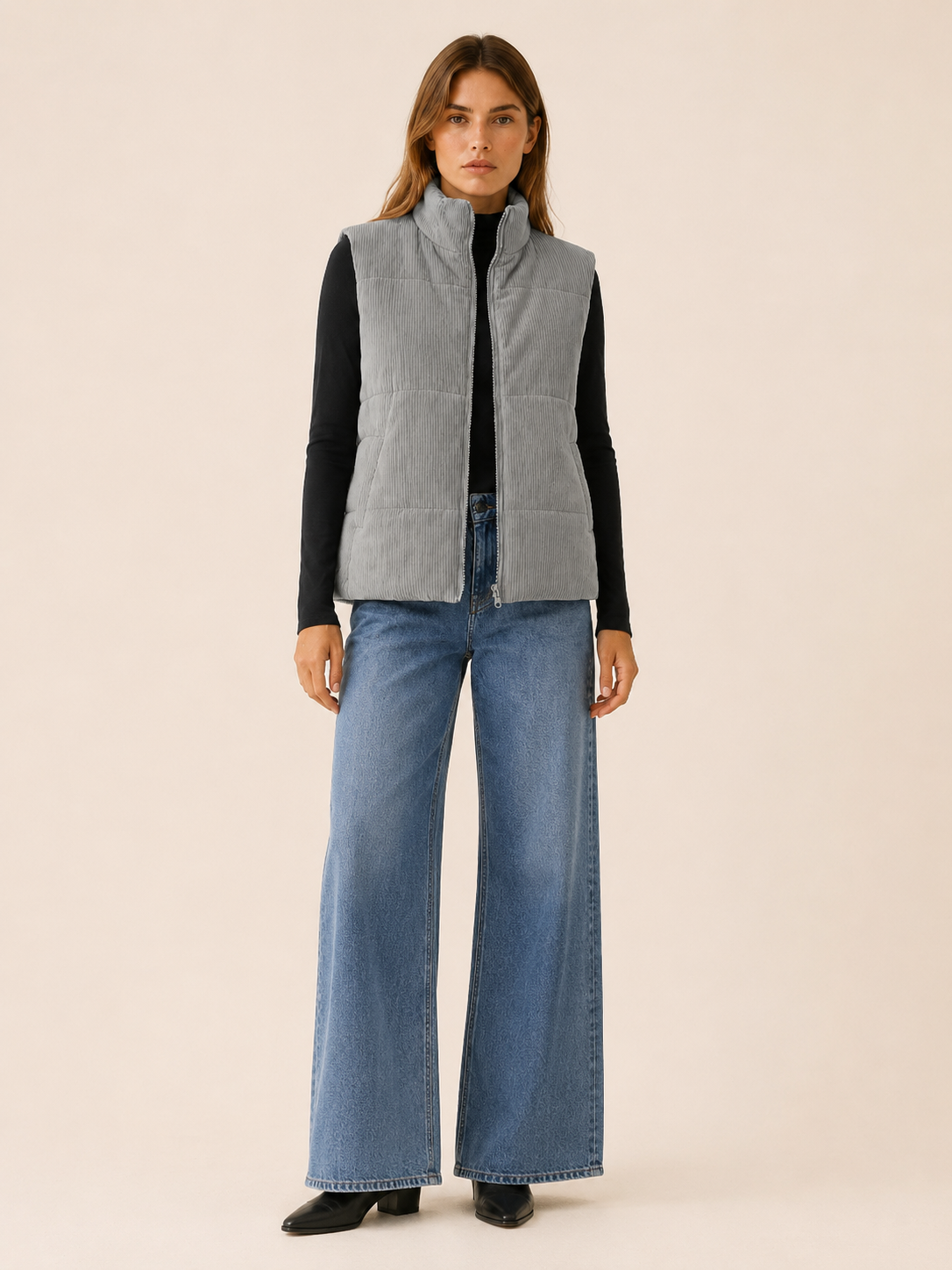 Talia | Women's Puffer Vest with Stand Collar and Zip Front