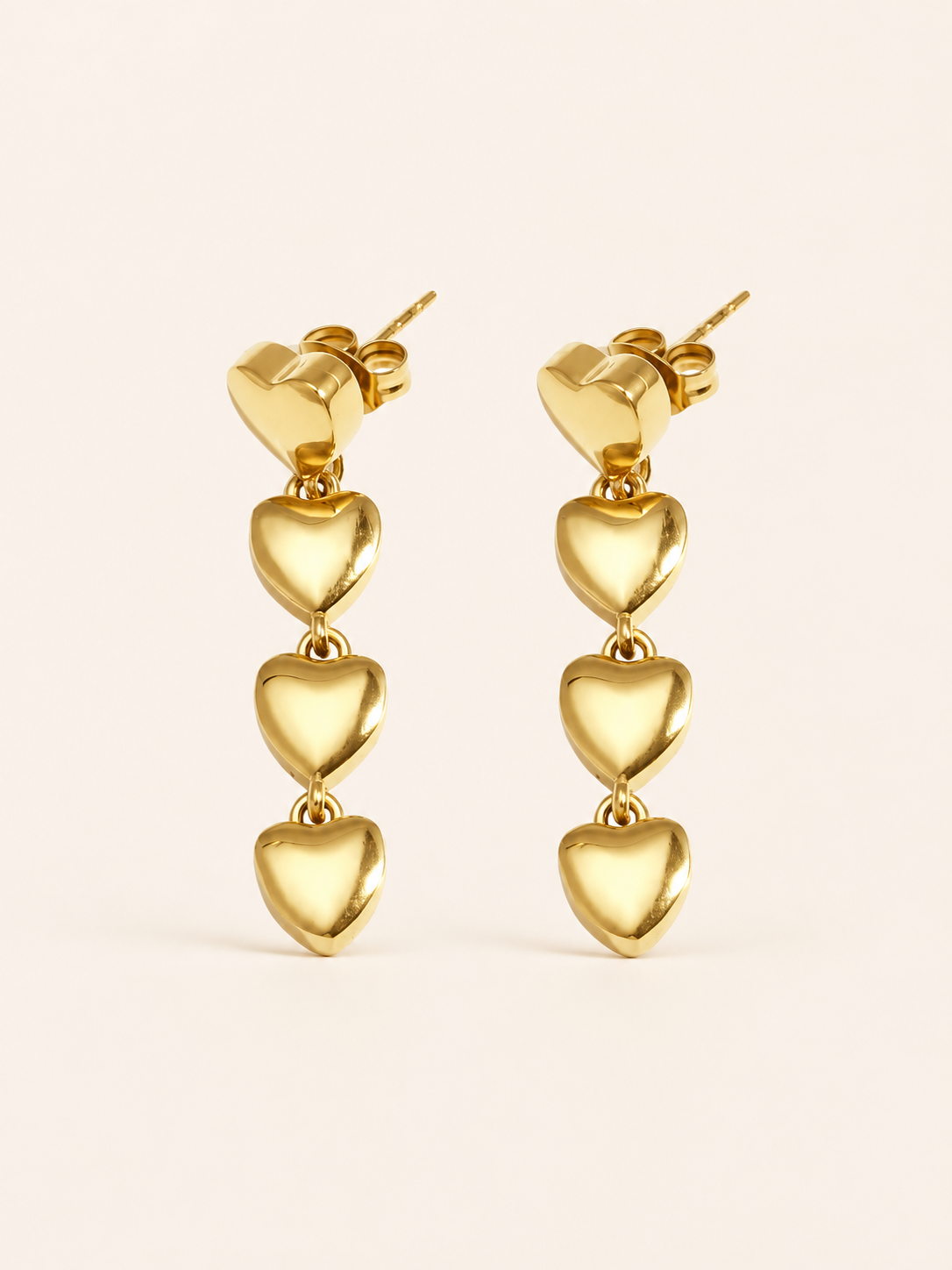 Taryn | Heart Drop Earrings with Polished Charms