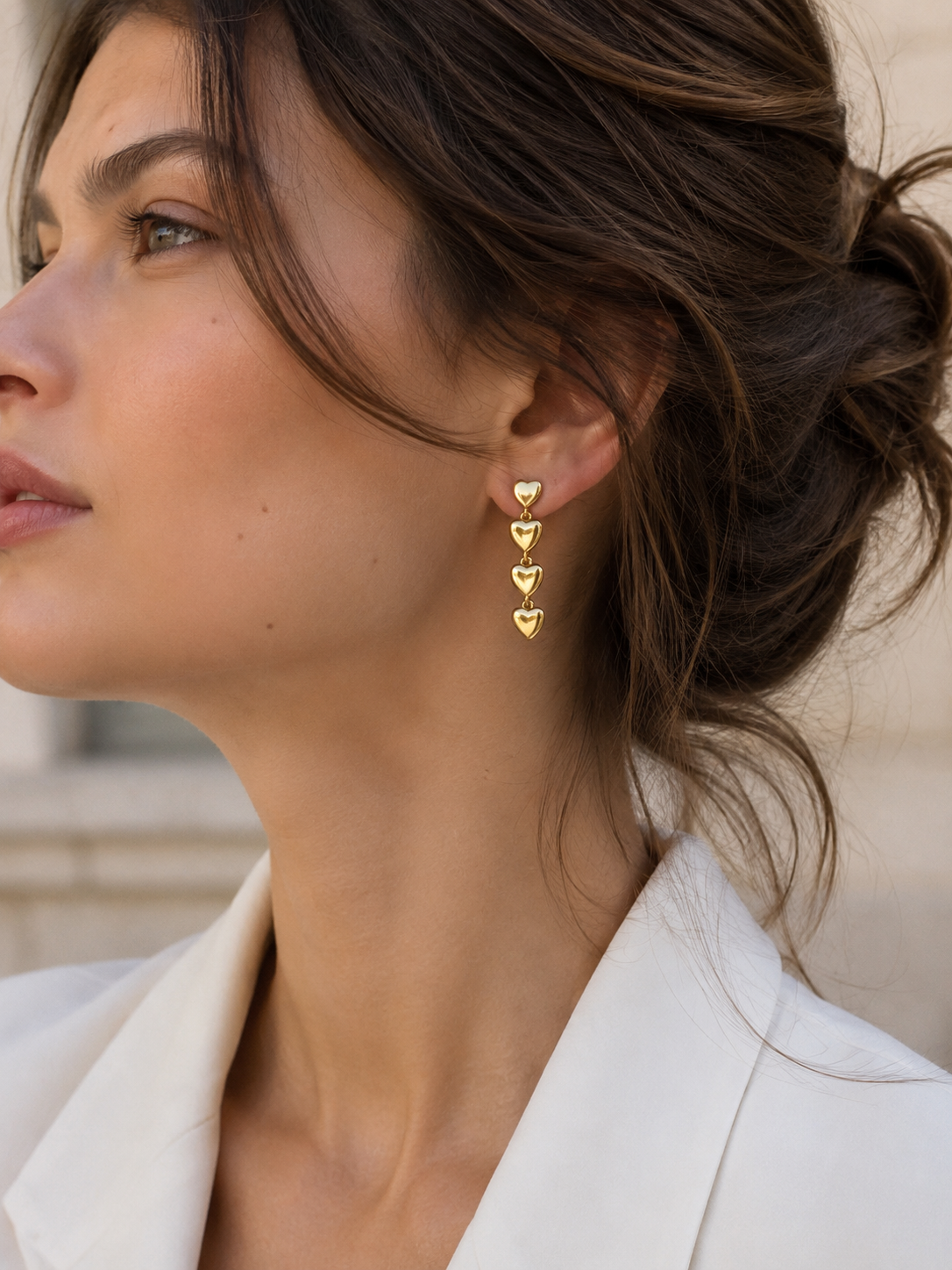 Taryn | Heart Drop Earrings with Polished Charms