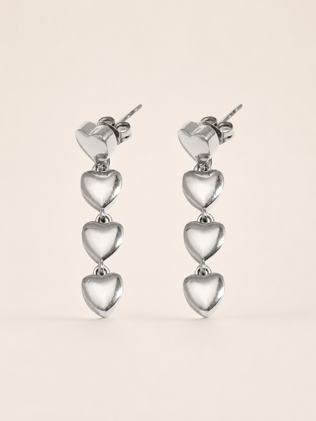 Taryn | Heart Drop Earrings with Polished Charms