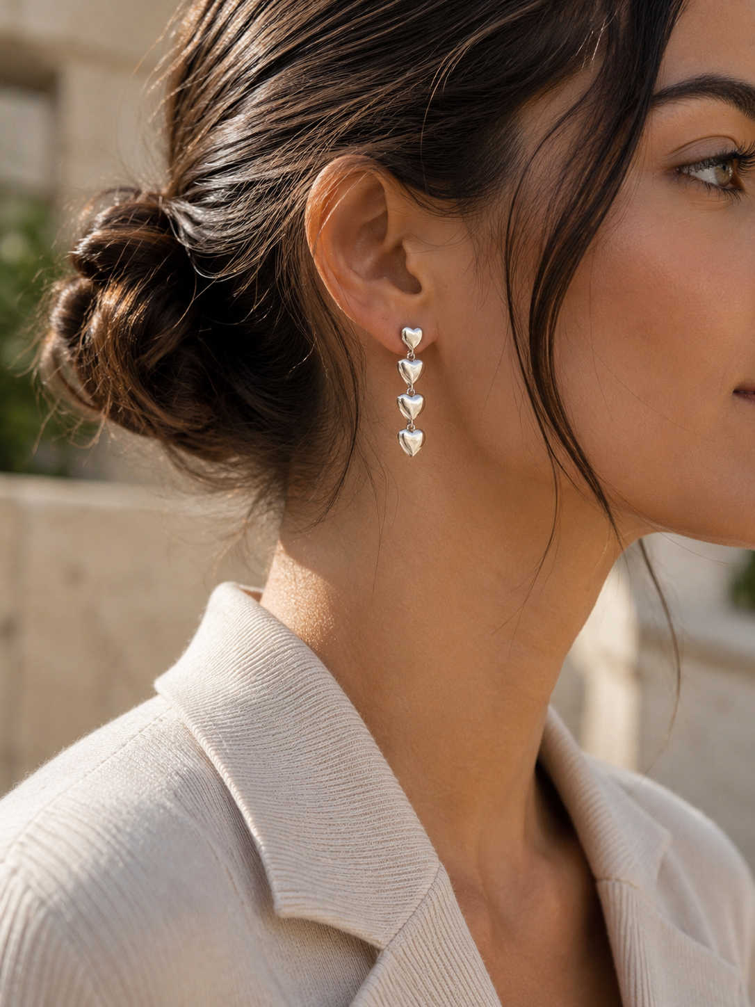 Taryn | Heart Drop Earrings with Polished Charms
