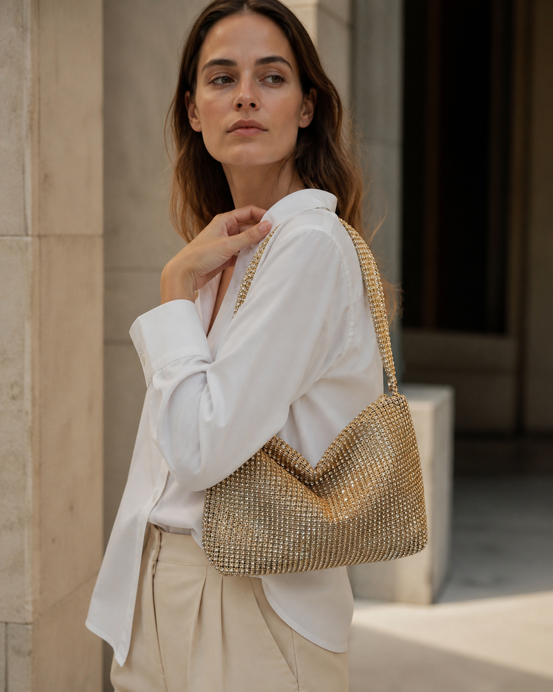 Tavira | Rhinestone Shoulder Bag with Structured Shape