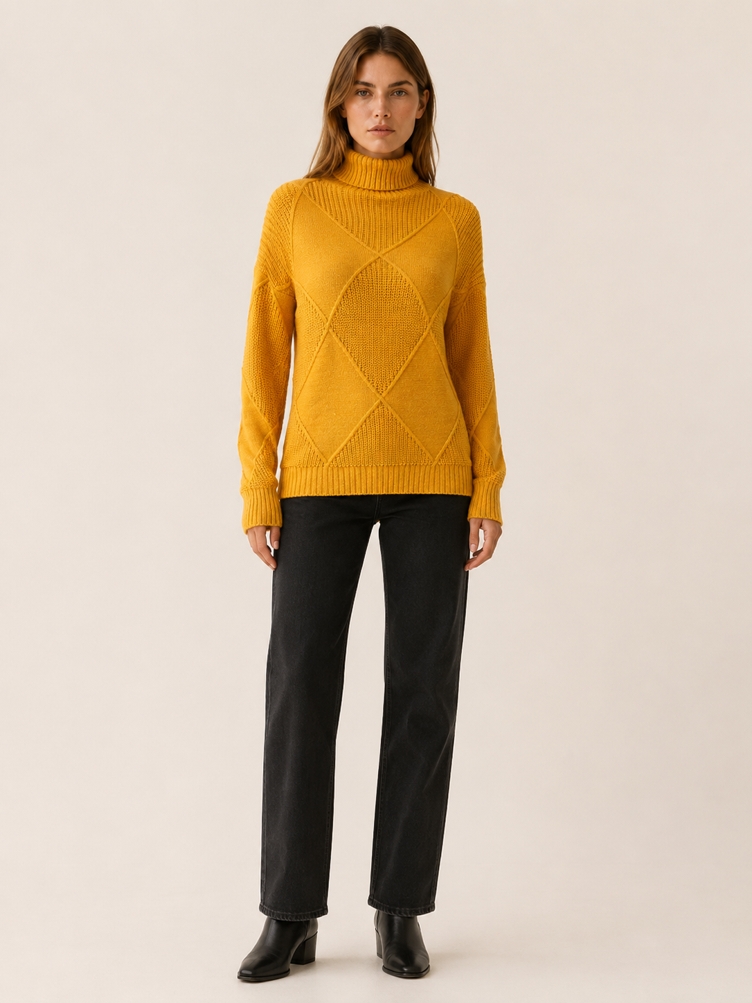 Thessaly | Turtleneck Sweater with Geometric Detail