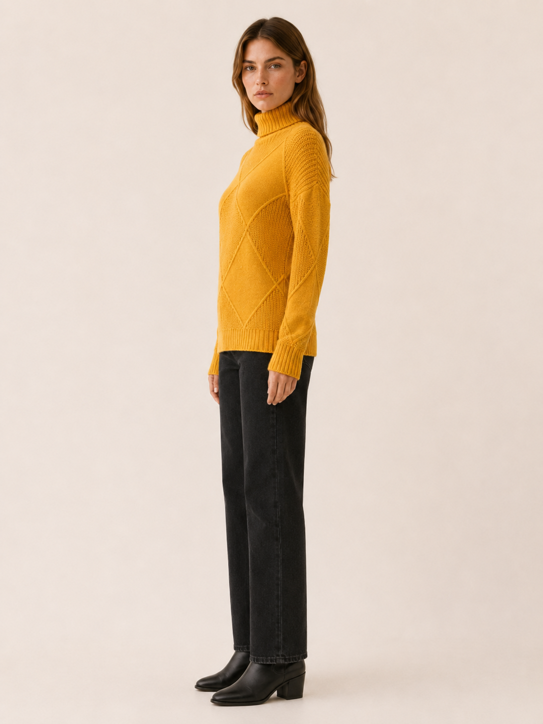 Thessaly | Turtleneck Sweater with Geometric Detail