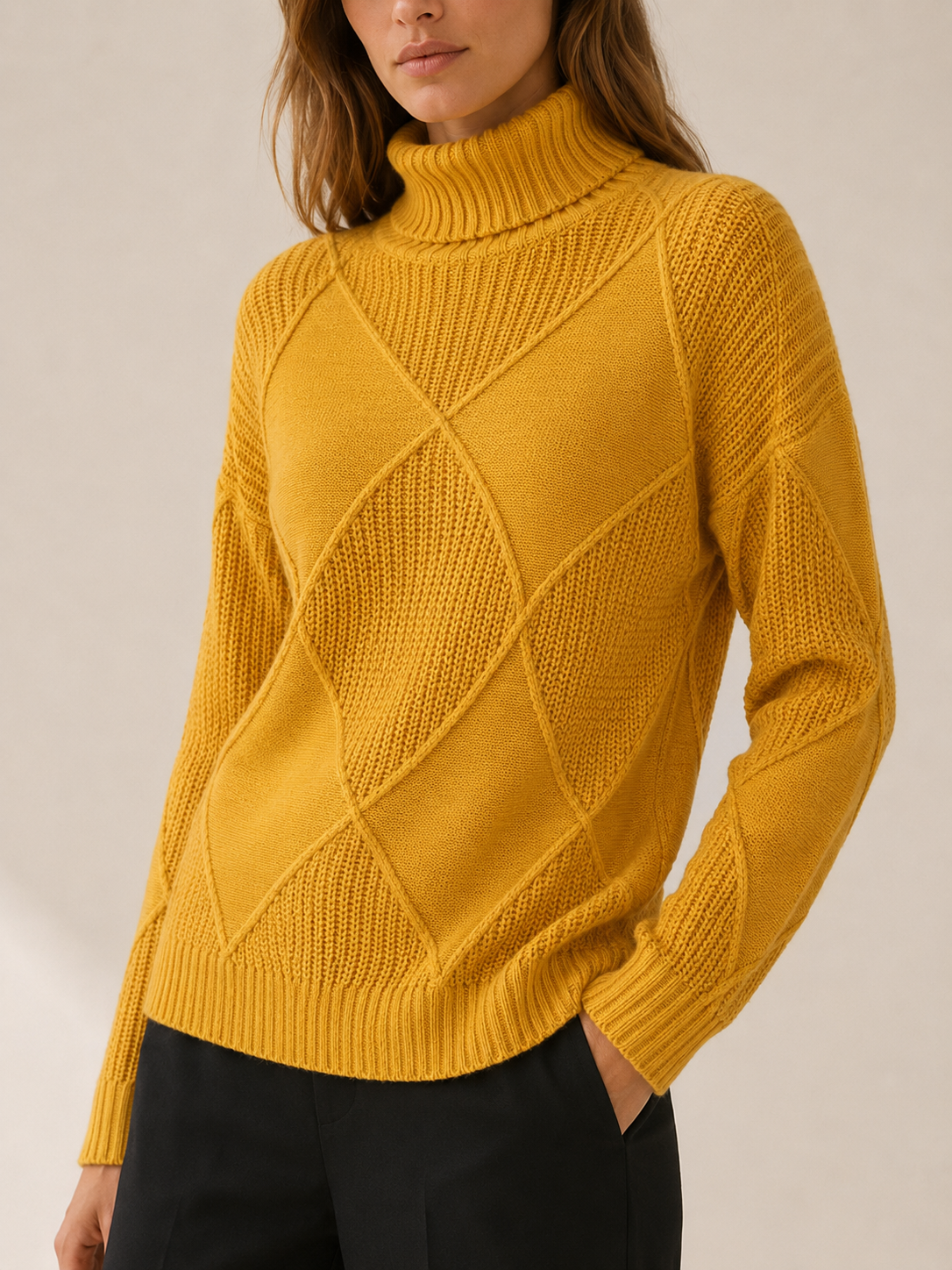 Thessaly | Turtleneck Sweater with Geometric Detail