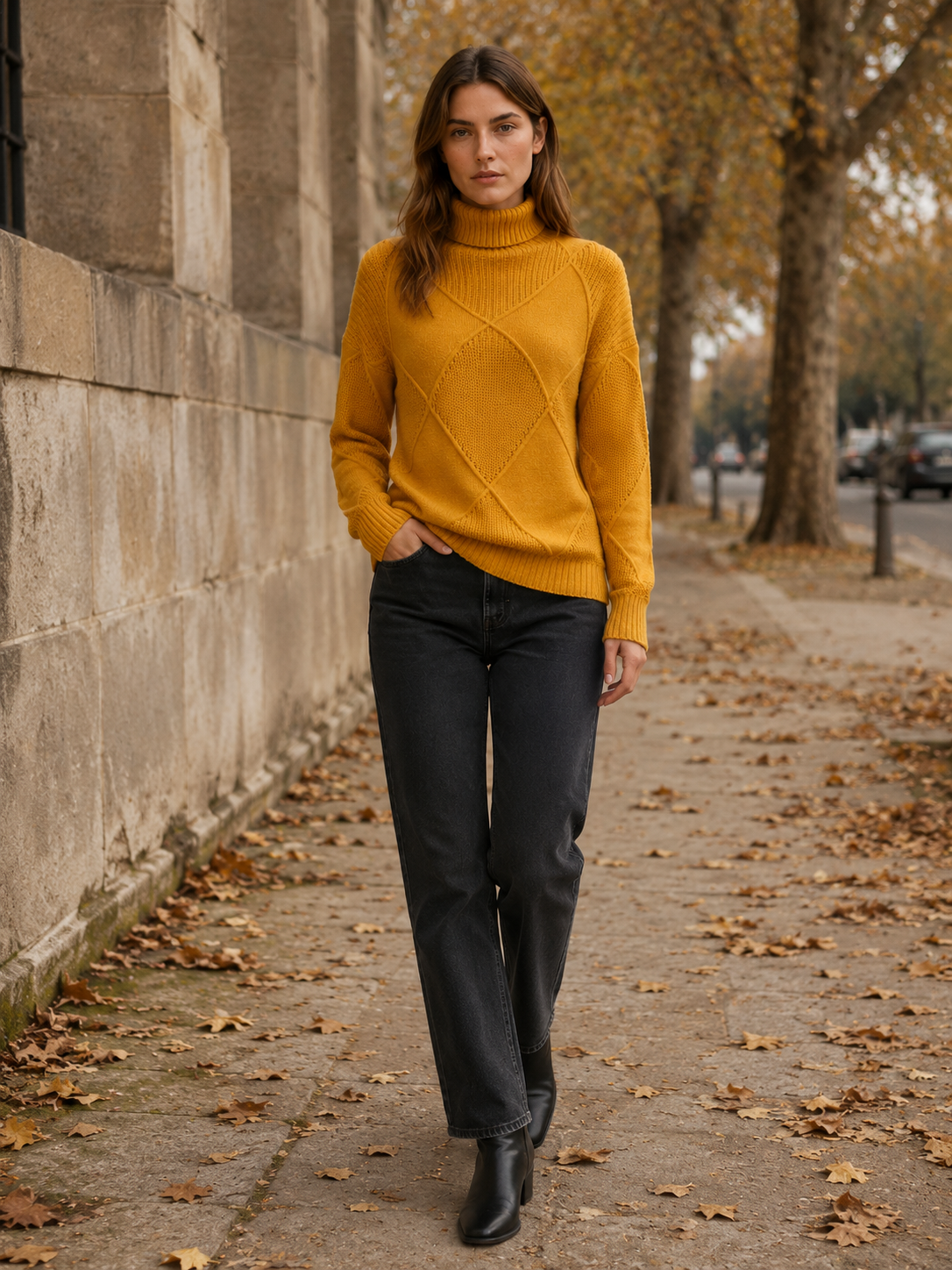 Thessaly | Turtleneck Sweater with Geometric Detail