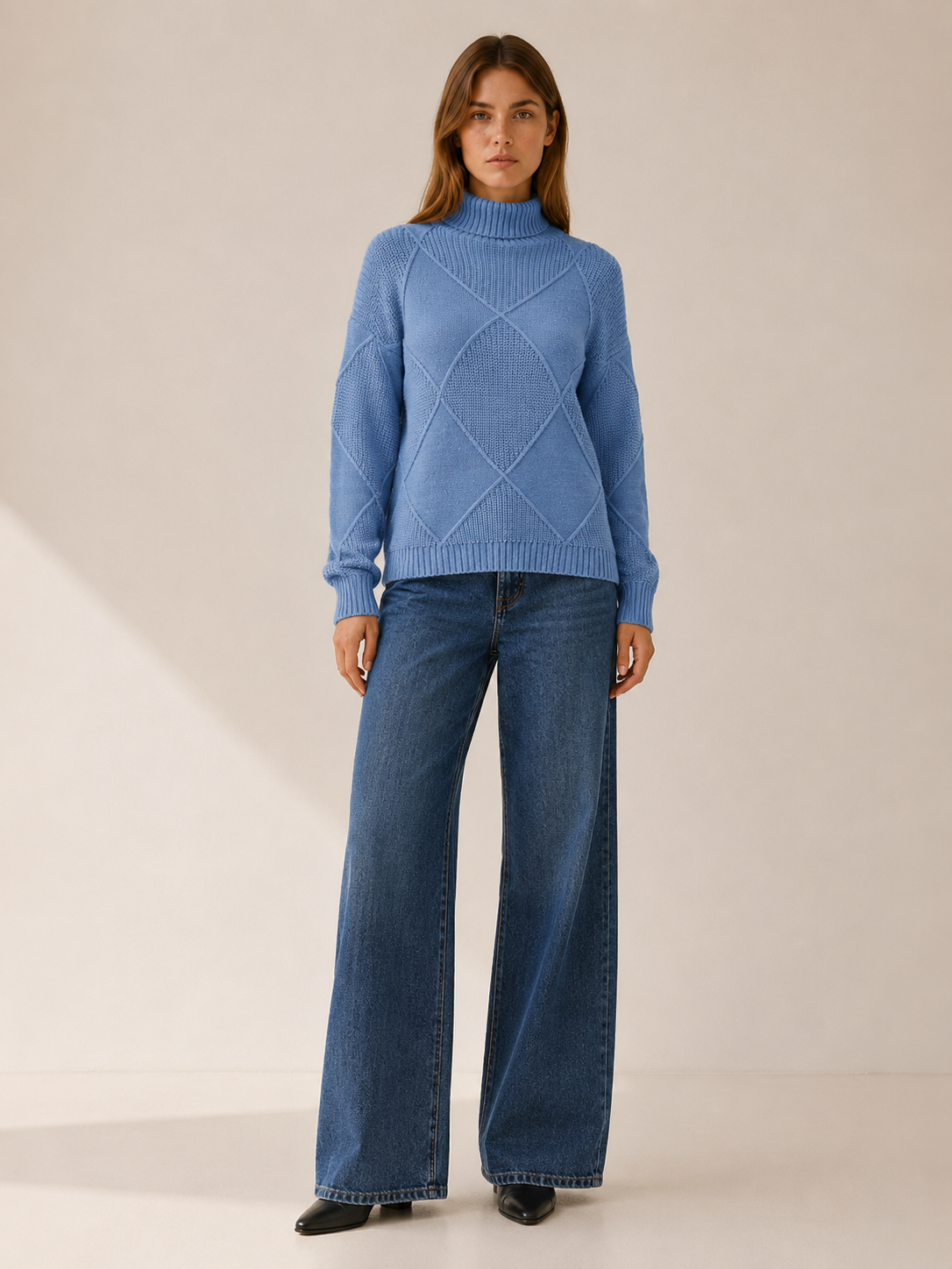 Thessaly | Turtleneck Sweater with Geometric Detail