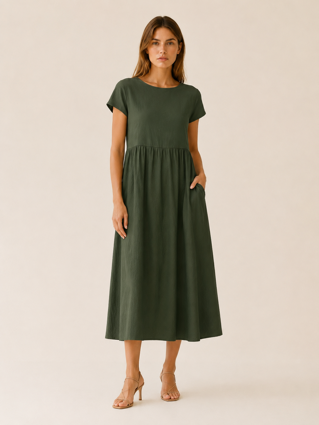 Thora | Midi Dress with Gathered Waist