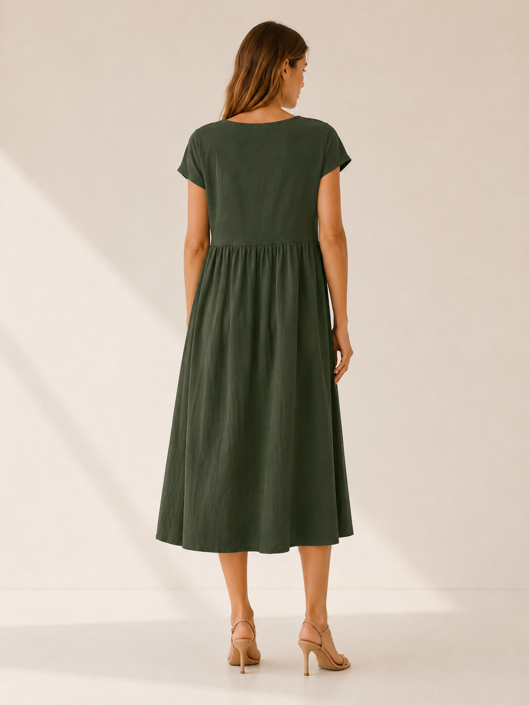 Thora | Midi Dress with Gathered Waist