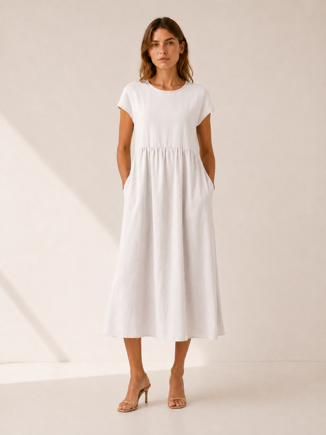 Thora | Midi Dress with Gathered Waist