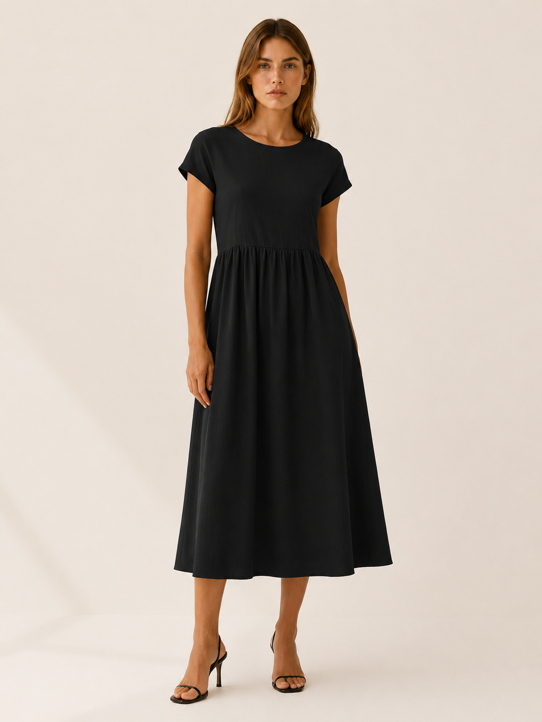 Thora | Midi Dress with Gathered Waist