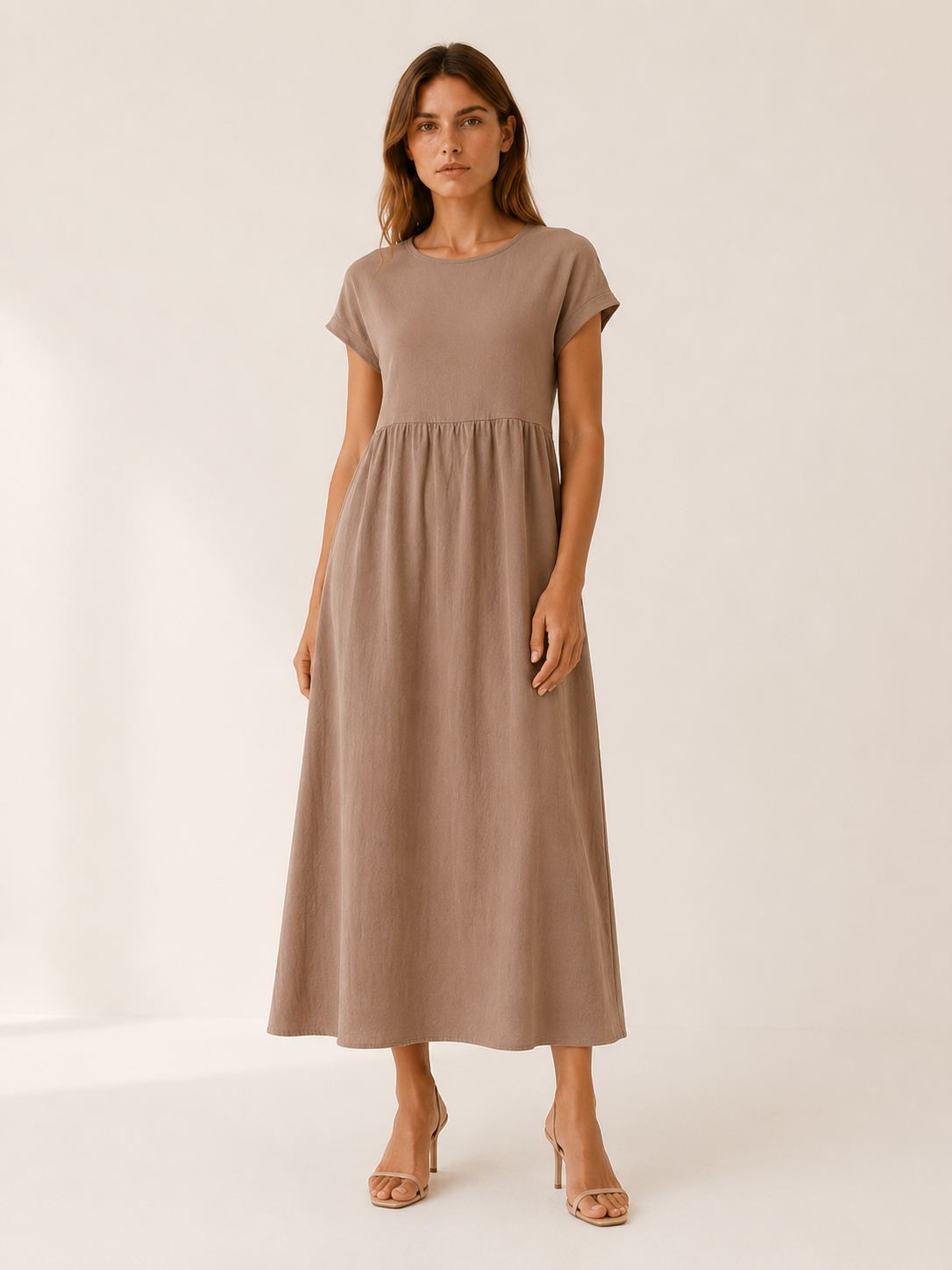 Thora | Midi Dress with Gathered Waist