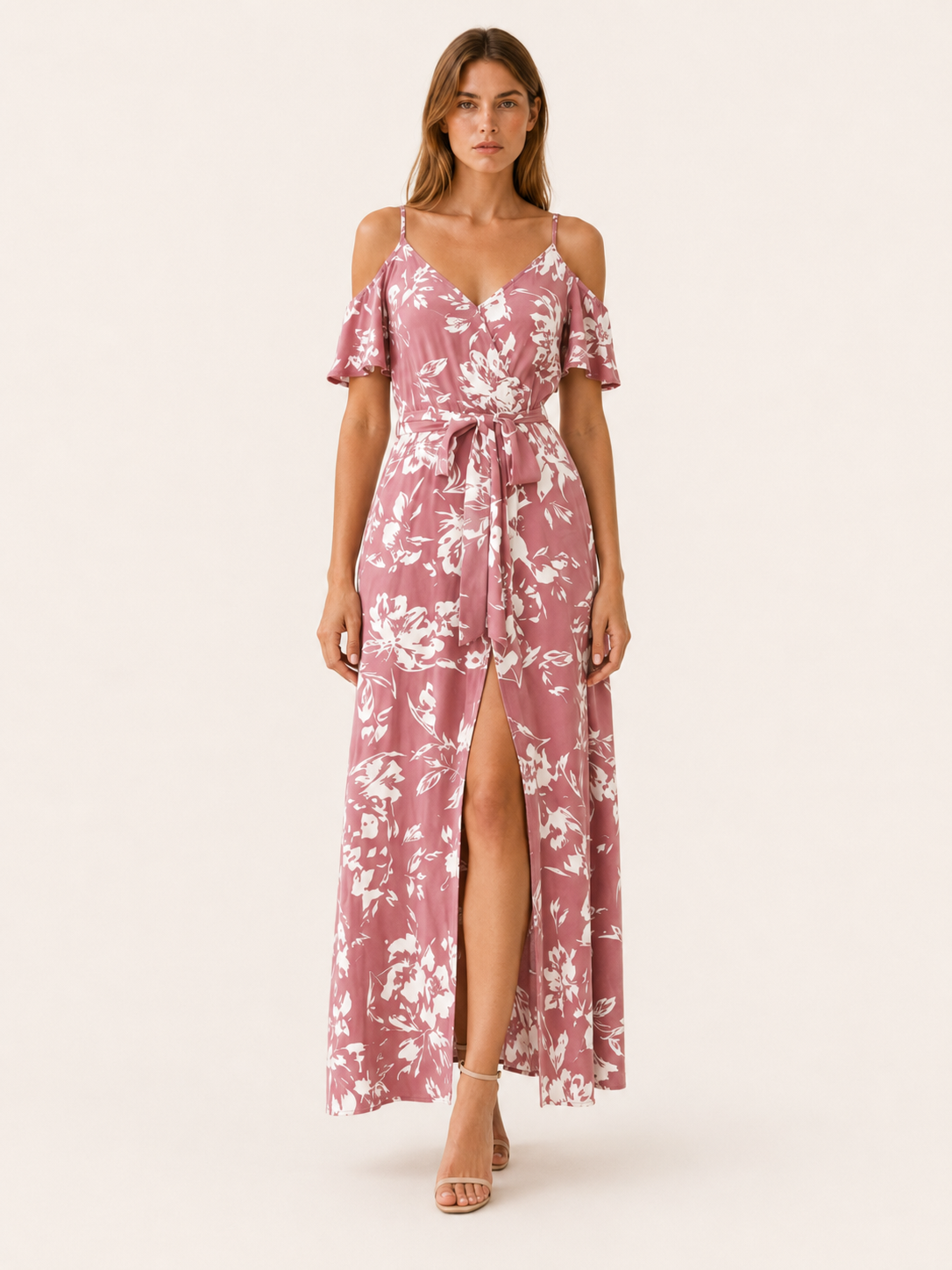 Trelune | Floral Maxi Dress with Off-Shoulder Slit
