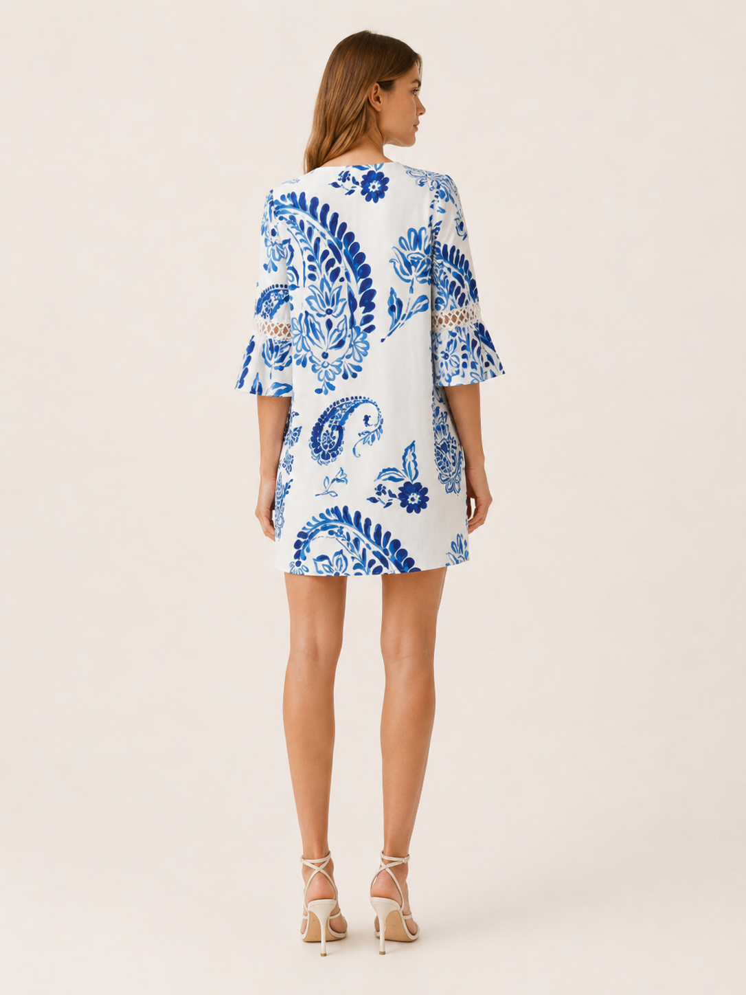Trevina | Mini Dress with V Neck Lace Detail Summer Fit