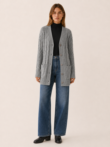 Vaerlyn | Long Cardigan with Button Front and Pockets