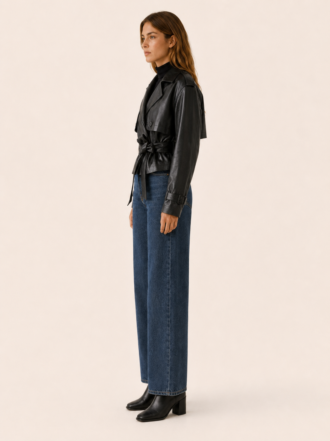 Valentina | Cropped Jacket with Tie Waist and Storm Flap