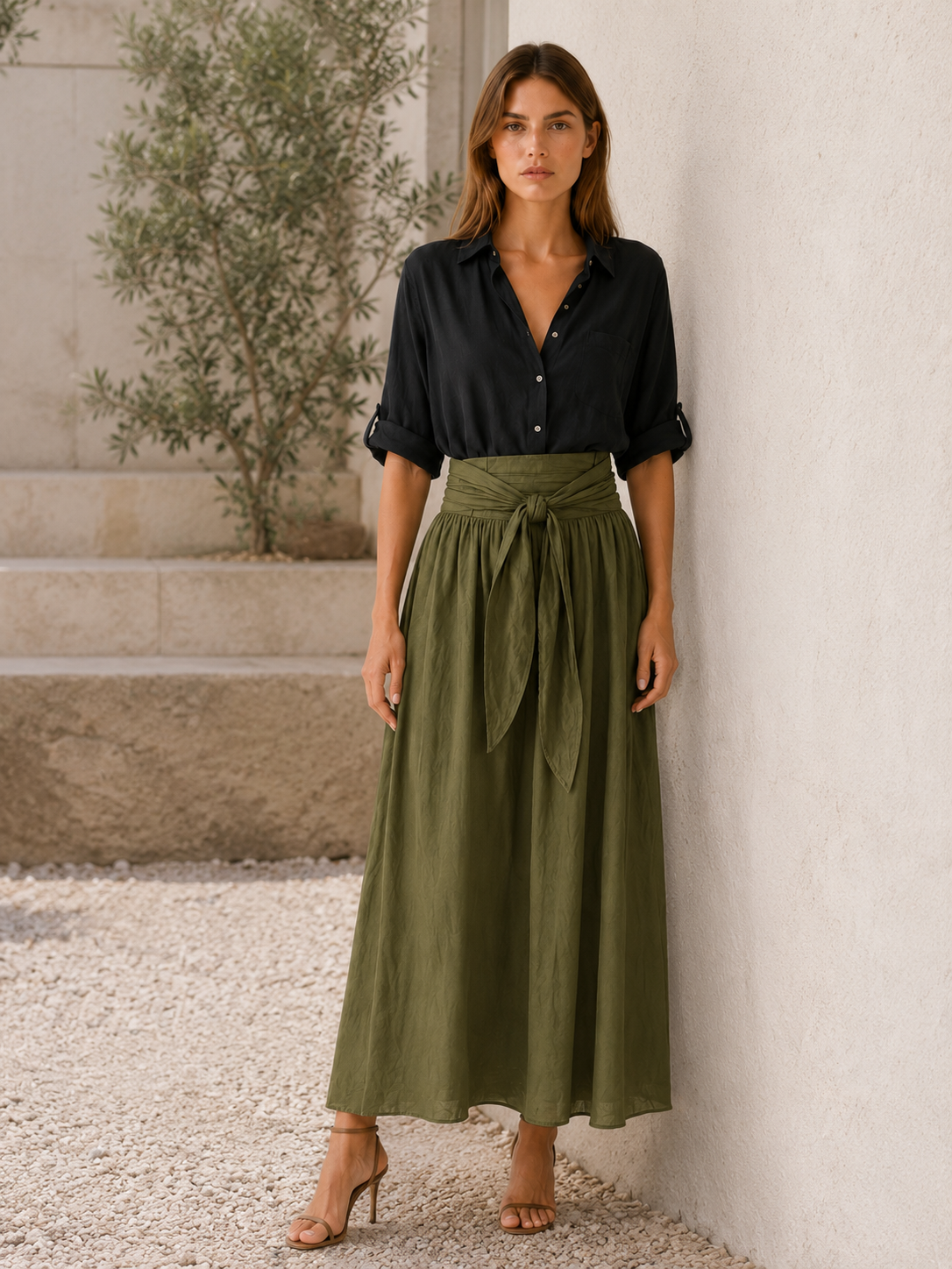 Varelyn | Co-ord Set with Maxi Skirt Tie Waist Detail