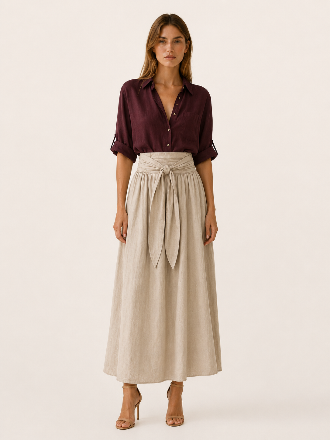 Varelyn | Co-ord Set with Maxi Skirt Tie Waist Detail