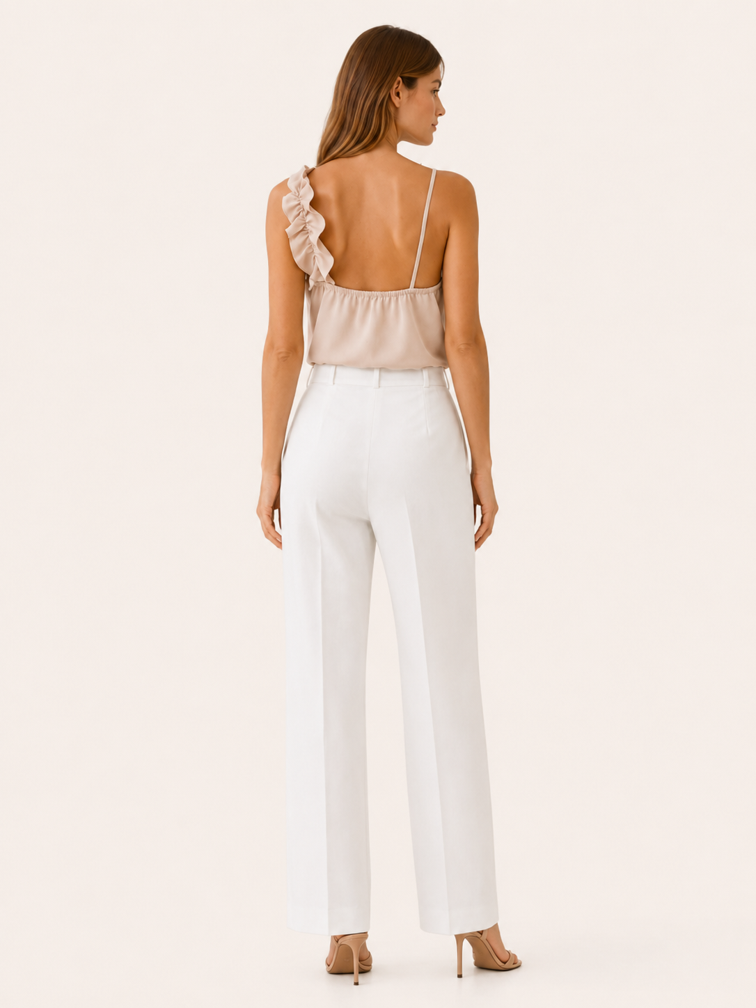 Velora | Ruffle Top with V Neck Asymmetric Detail
