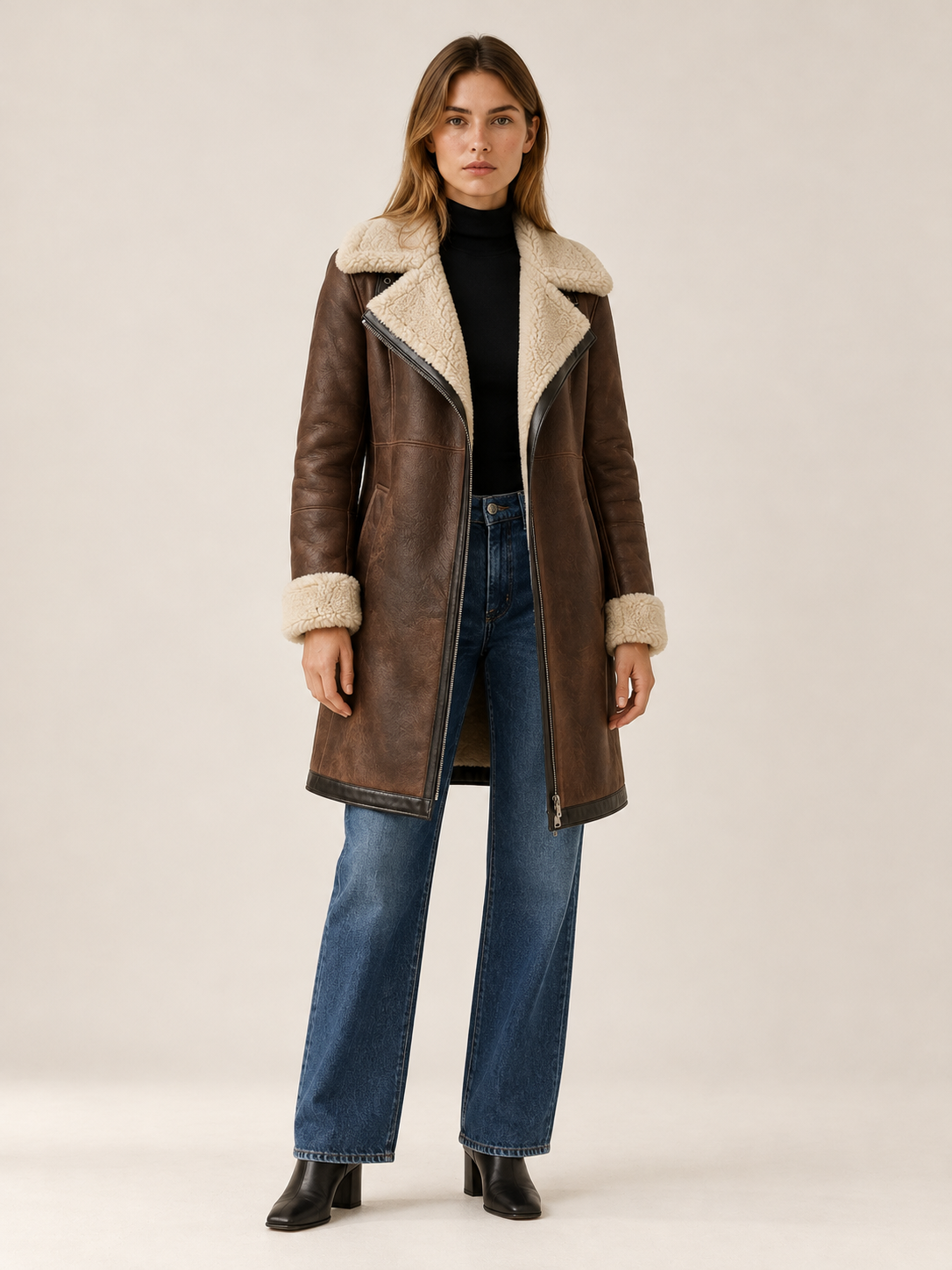Verene | Women's Longline Aviator Coat Winter