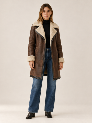 Verene | Women's Longline Aviator Coat Winter