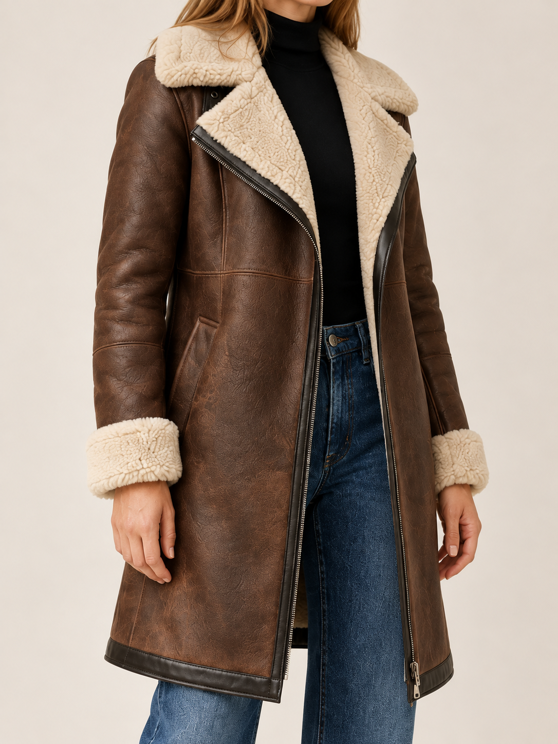Verene | Women's Longline Aviator Coat Winter