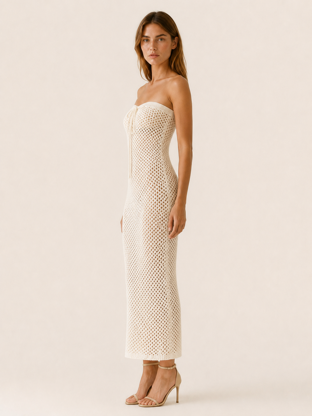 Veskara | Crochet Maxi Dress with Strapless Cover-Up Fit
