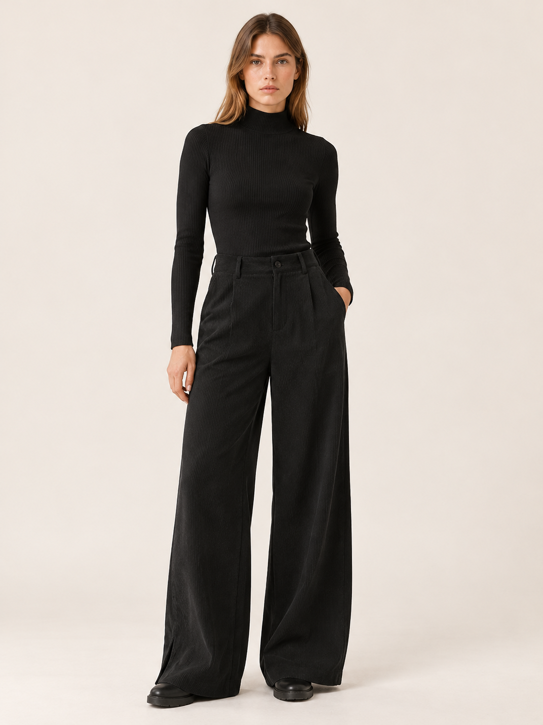 Violetta | Women's Pleated Corduroy Wide Leg Pants Fall Work