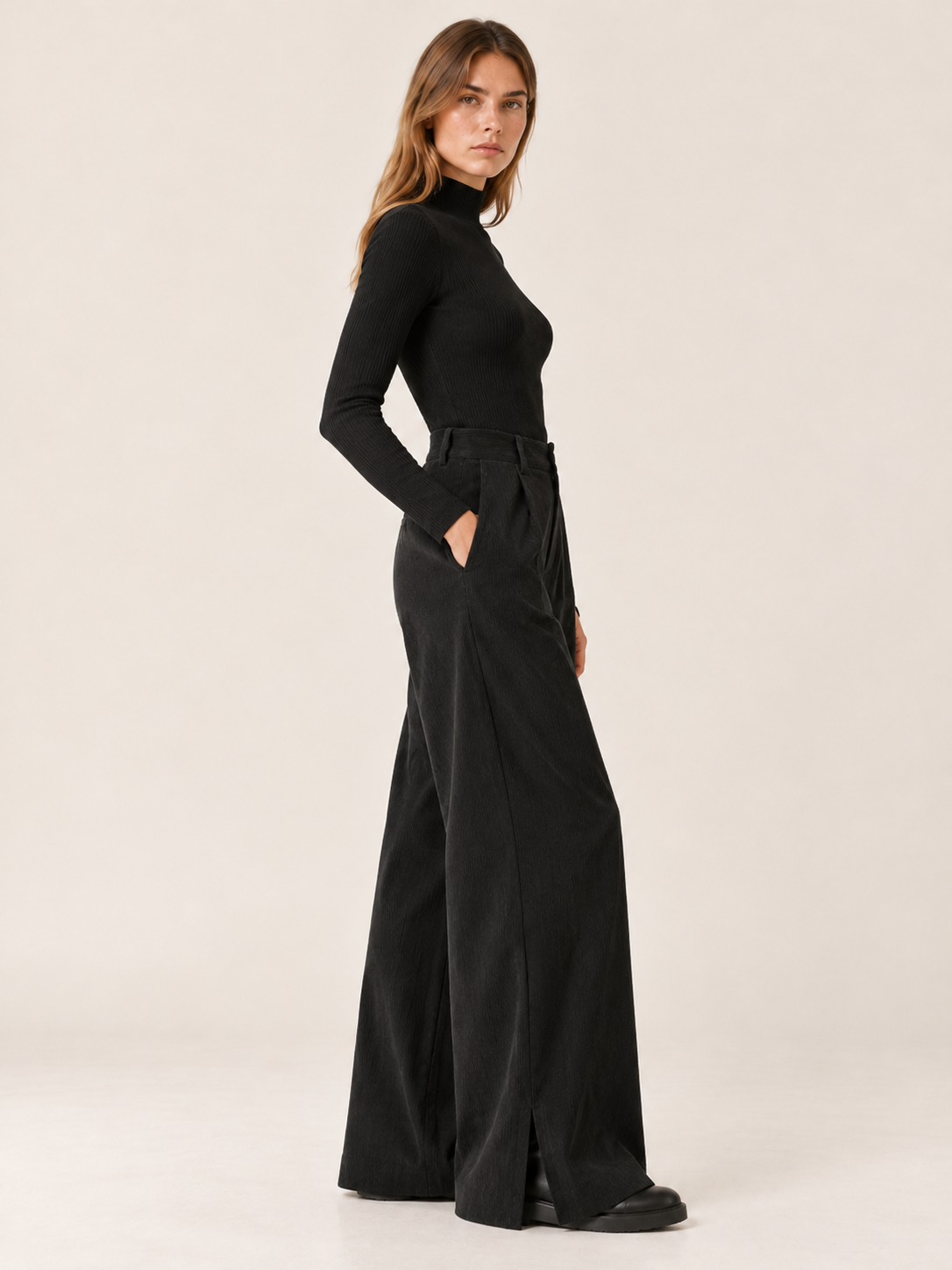 Violetta | Women's Pleated Corduroy Wide Leg Pants Fall Work