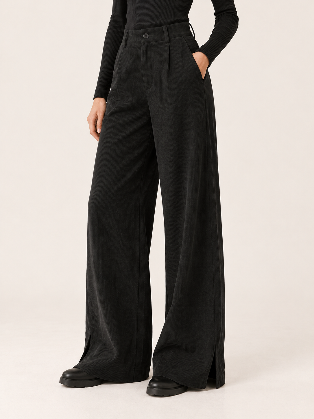 Violetta | Women's Pleated Corduroy Wide Leg Pants Fall Work