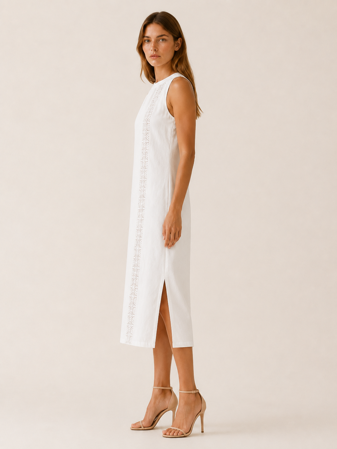 Virelle | Lace Midi Dress with Sleeveless High Neck