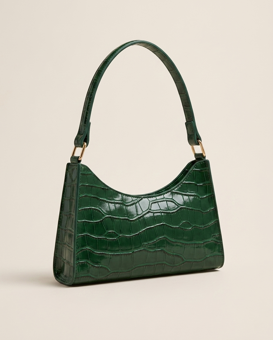 Vireya | Croc Effect Shoulder Bag with Zip Closure