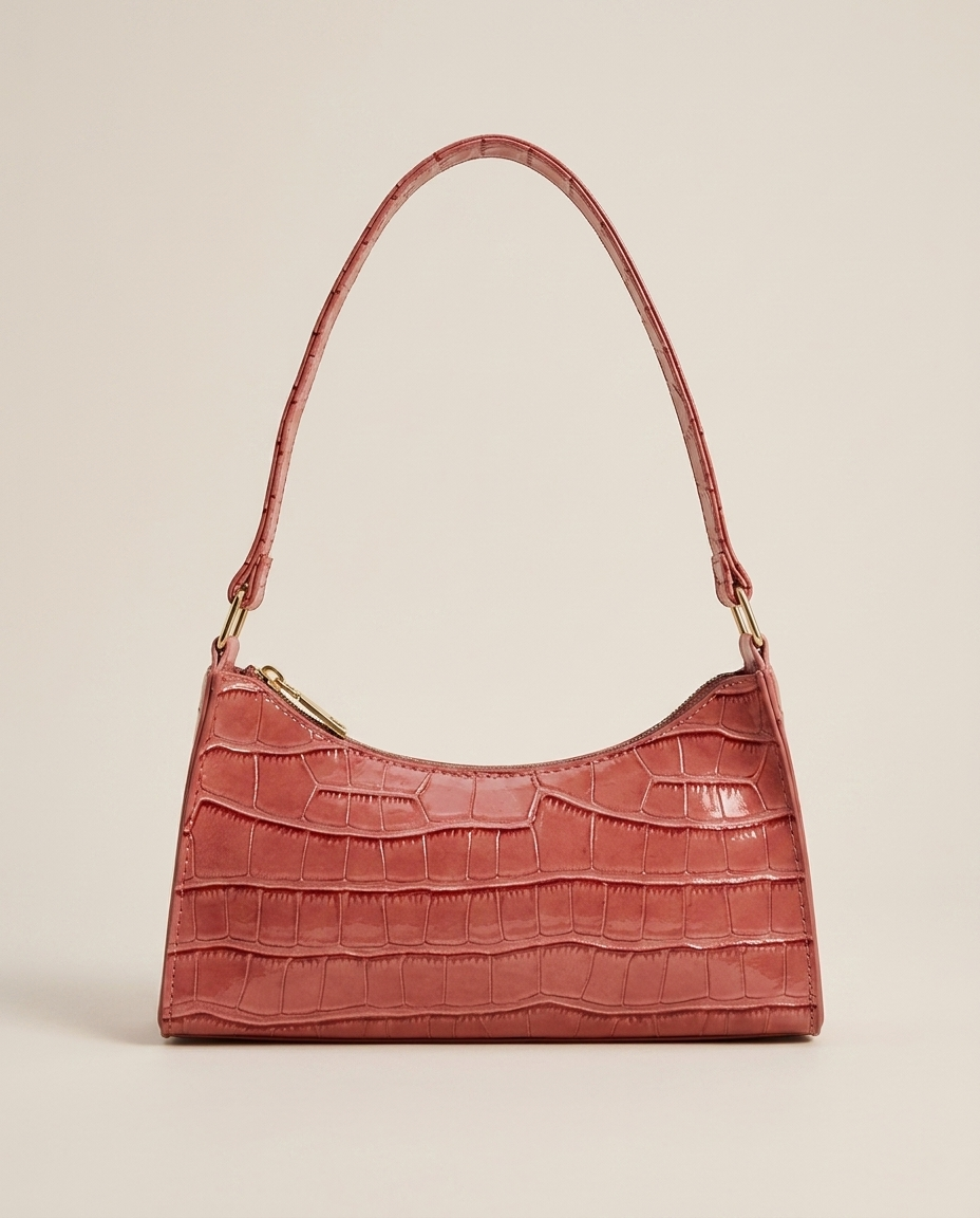 Vireya | Croc Effect Shoulder Bag with Zip Closure
